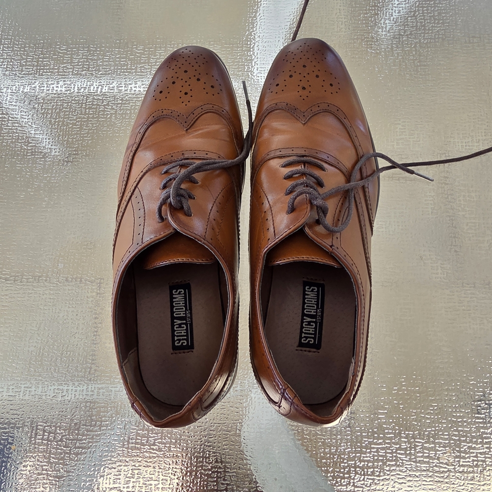 Stacy Adams Boys Brown Wingtip Oxfords Classic Dress Formal Shoes - Picture 3 of 9